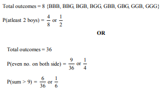 In a family of three children, find the probability of having at least two boys